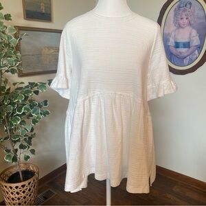 Polagram (Boutique) • Ivory Textured Babydoll Top • Size Small • NWT